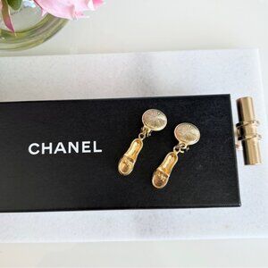 Chanel Vintage Shoes Gold Clip On Earrings